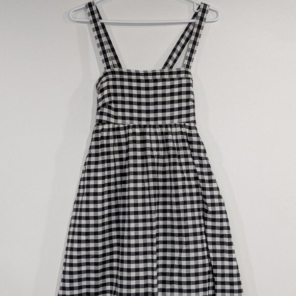 J. Crew Gingham Ruffled Strappy Sundress Black White Size 2 - Picture 4 of 7